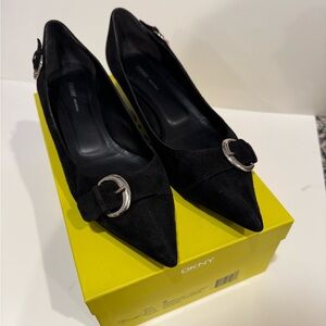 DKNY Esmeralda Black Suede Kitten Heels